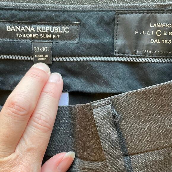 Banana Republic Tailored Slim Fit Wool Dress Pants 33x30 Gray Business Work - Picture 3 of 8